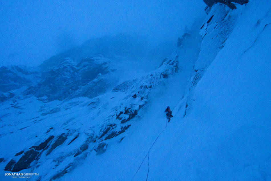 A huge slide ripped down the gully just as we rapped out of it...bit epic