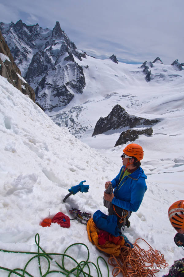 A very hot descent down the backside to our skis