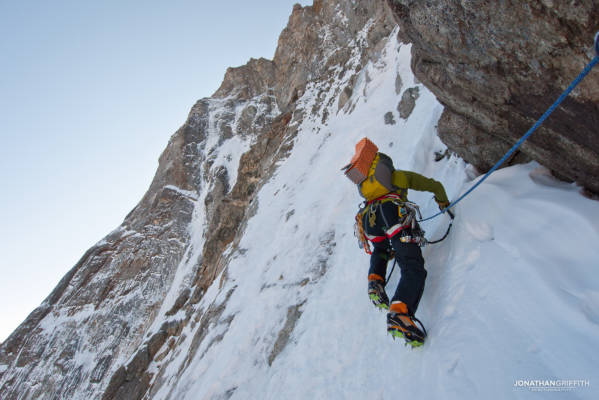 Traversing off from the Croz direct start