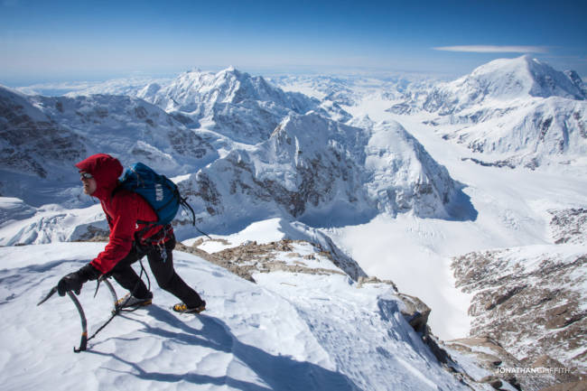 Magnus with Mt Hunter and Mt Foraker in the background
