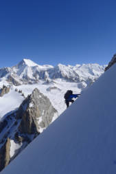 Myself high up on the route, © Will Sim