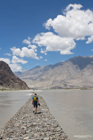 Andy walks in to the Indus, thankfully he comes back
