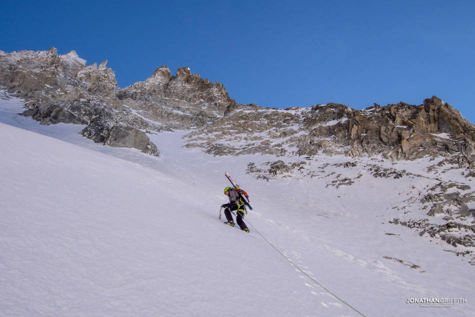 David heading up the Argentiere