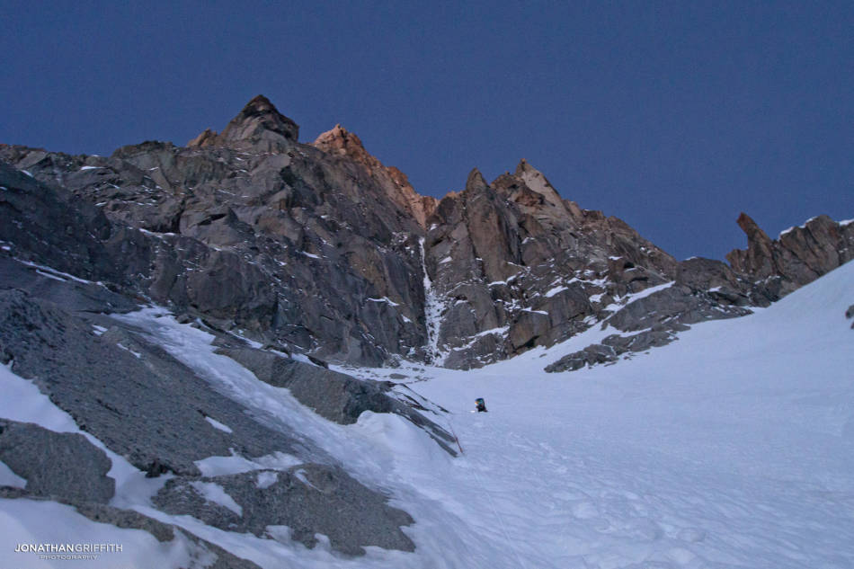 Colin on the snow field at day break