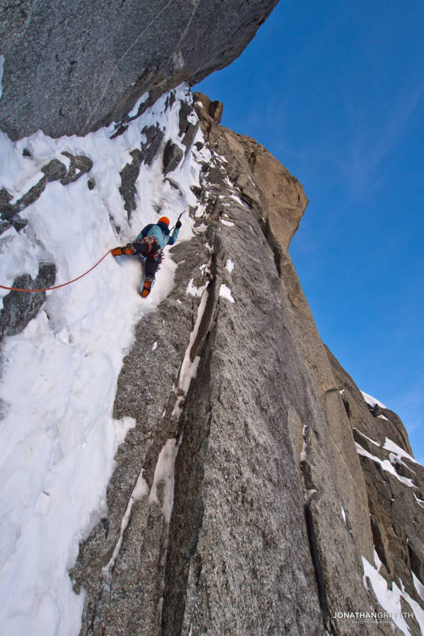 Colin cruises up the first ice pitch