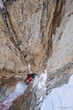 Very thin and run out climbing to the top of the second ramp