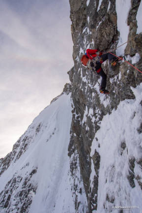 Ally on the first steep pitch
