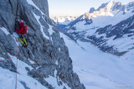 Ally on the first steep pitches