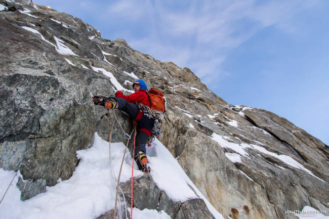 Ally on the first steep pitch