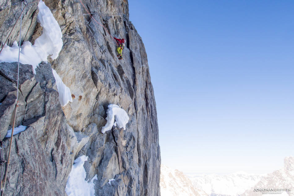 Ally on the first steep pitches