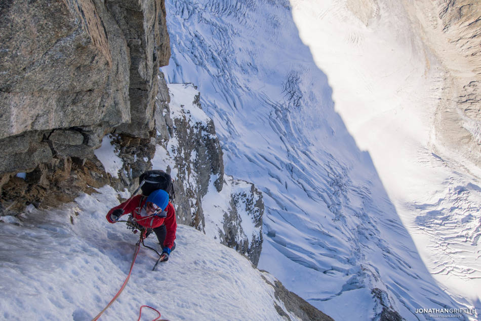 Ally pulls out of the second crux and on to easier ground