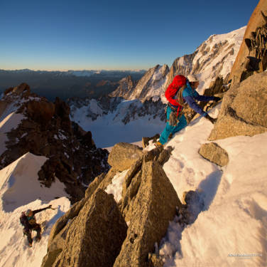 Brenva face of Mont Blanc in the background