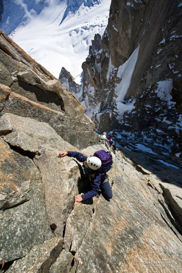 Sandra on the crux pitch of the route