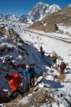 Ueli and Simone walking in to Base Camp