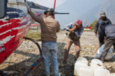 Syphoning aviation fuel to make the heli lighter...seriously