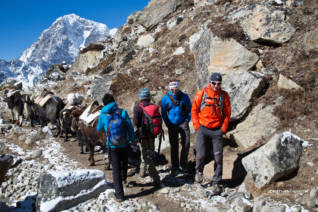 Ueli and Simone walking in to Base Camp