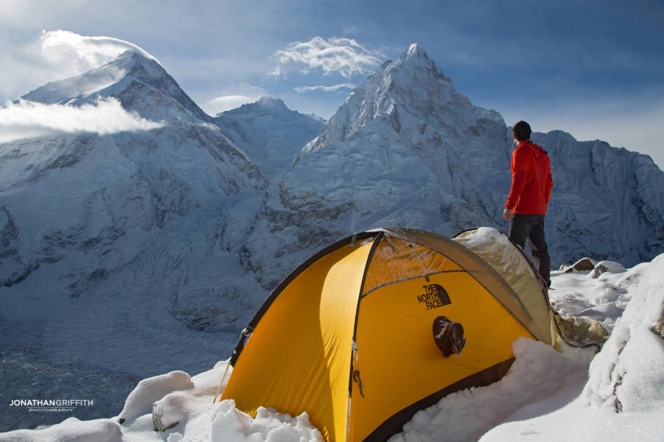 High up on Pumori looking over Everest, Lhotse and Nuptse