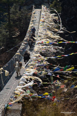 One of the many rope bridges on the way to Namche Bazar