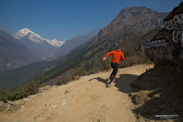 Ueli goes for a training run at Namche Bazar