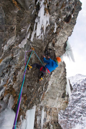 Jeff on the crux pitch of Inacheve Conception