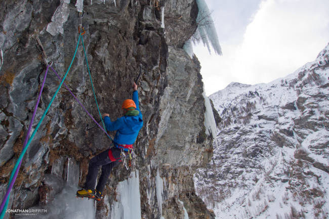 Jeff on the crux pitch of Inacheve Conception