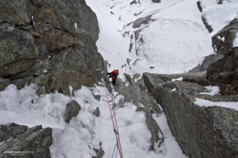 Dan seconding the first chimney pitch