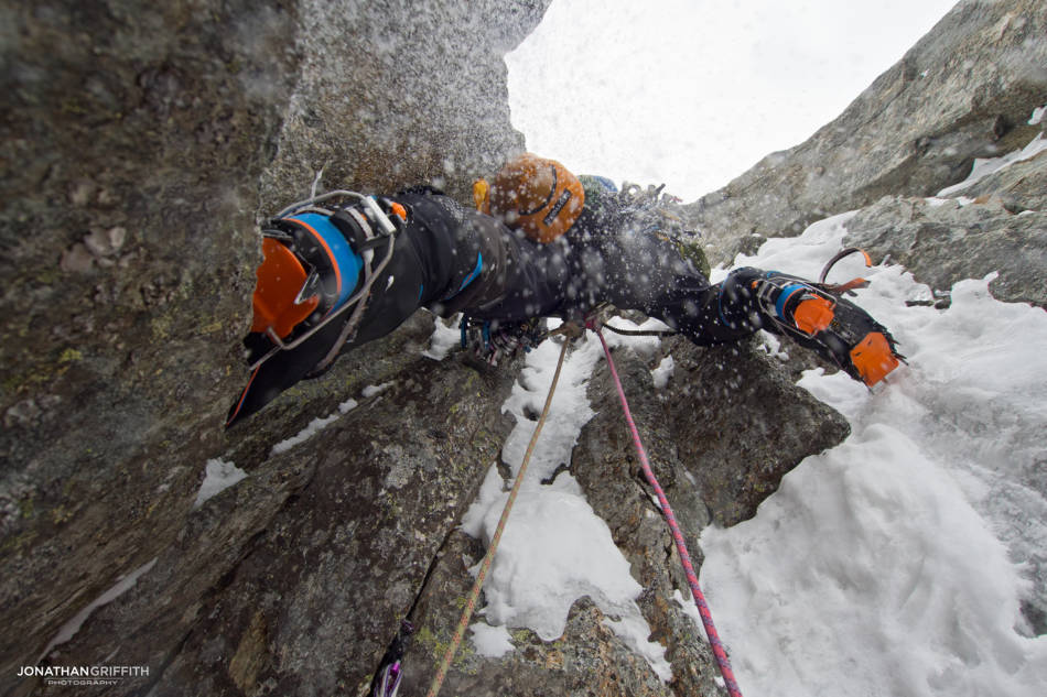 Steep start to the second crux pitch