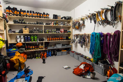 Ueli Steck's secret basement gear room