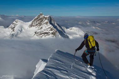 Summit of the Monch with the Jungfrau in the background