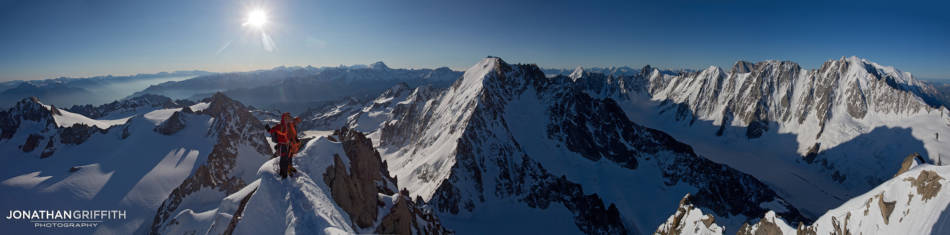 Summit panoramic on the summit of the Aiguille de Chardonnet