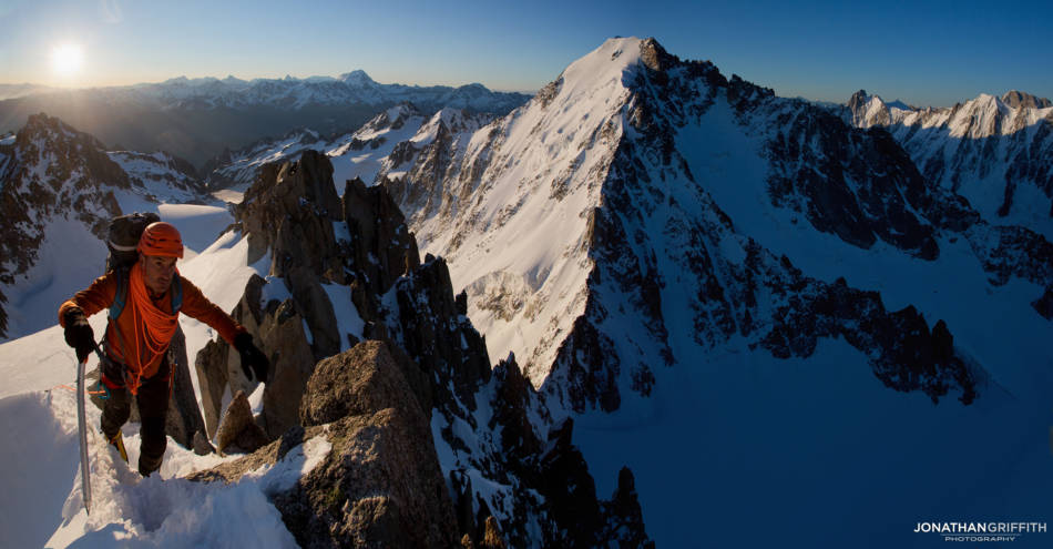 Jeff on the Forbes arete on the Aiguille Chardonnet