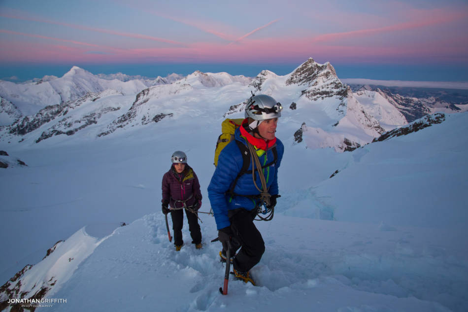 Dougal and Adina on the Monch at day break
