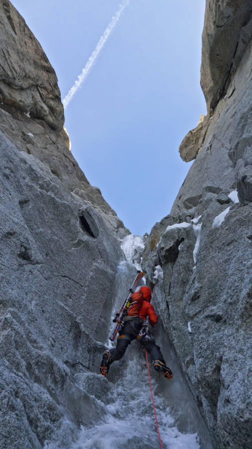 The second pitch looked fun but with skis on was a bit of a struggle, © Ally Swinton