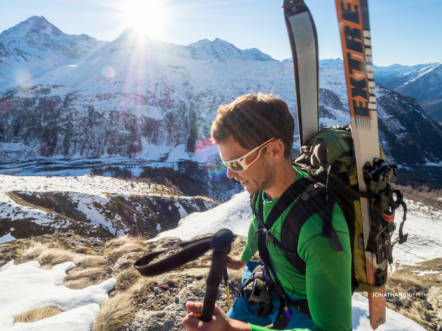 Light and fast approach skis, though not that fast when you're carrying them
