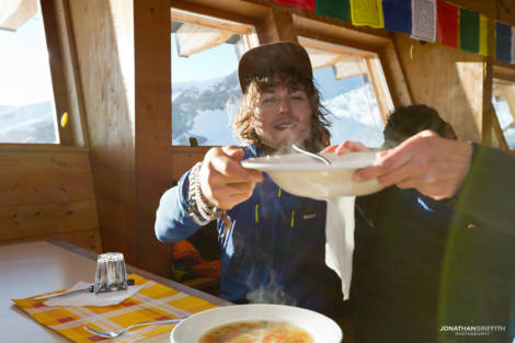 Dinner time in the hut