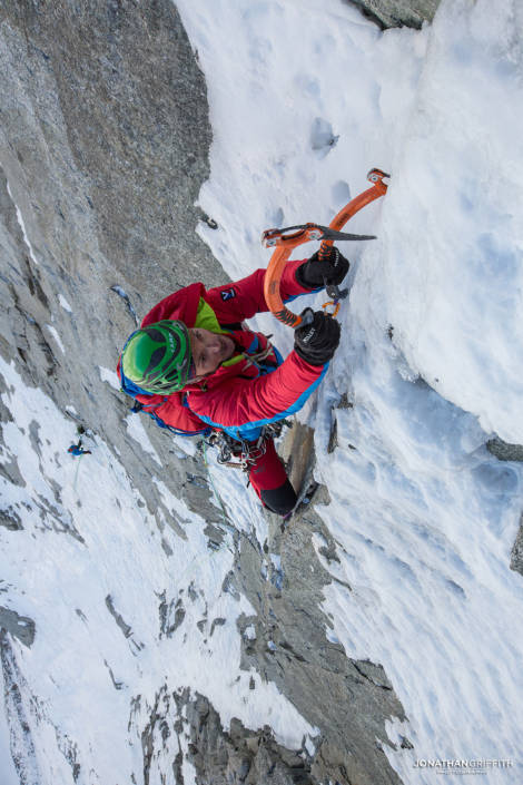 Seb pulls out from one of the thin cruxes