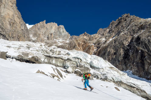 Weaving our way up the approach glacier
