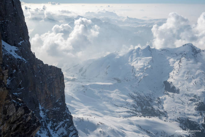 Views over the Overland and the Eiger Mushroom on the left skyline