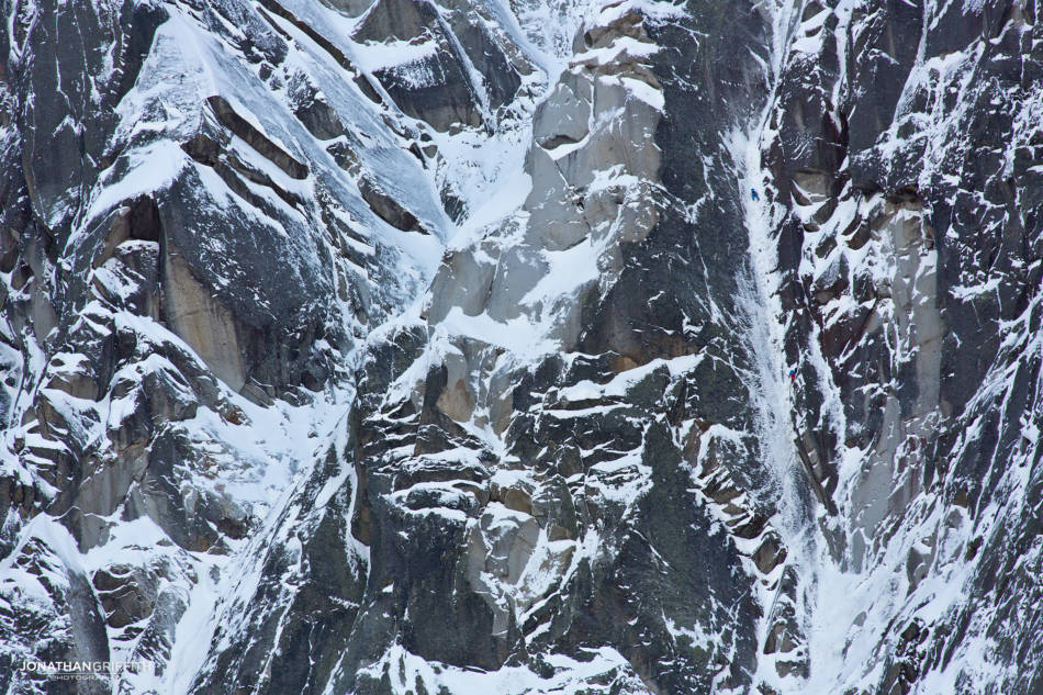Seb and Marion high up on the 40m diedre