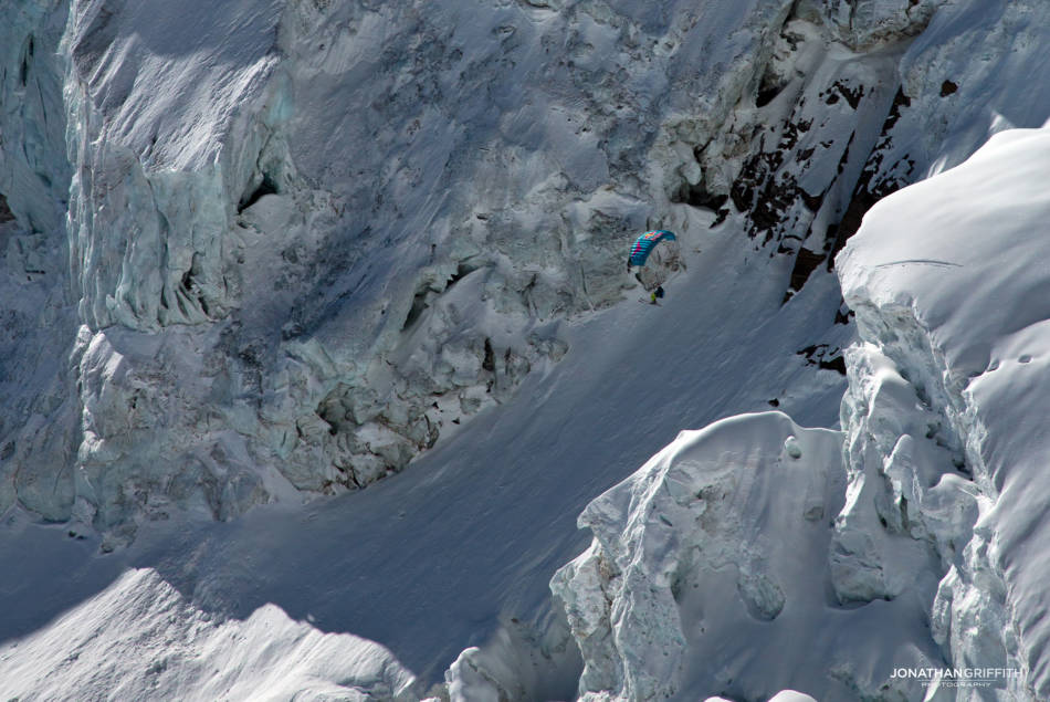 Weaving between seracs on the Monte Rosa West Face