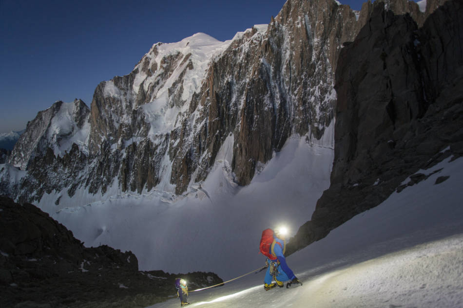 Full moon on the approach with Mont Blanc in the background