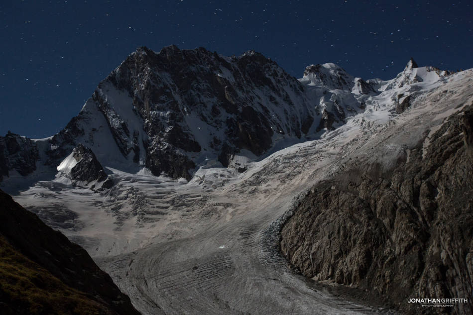 The North Face of the Grandes Jorasses on a very busy morning