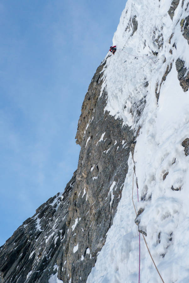 On the crux ice pitch, © Will Sim