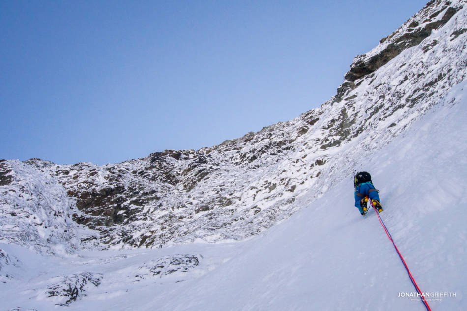 Already high up on the NW face