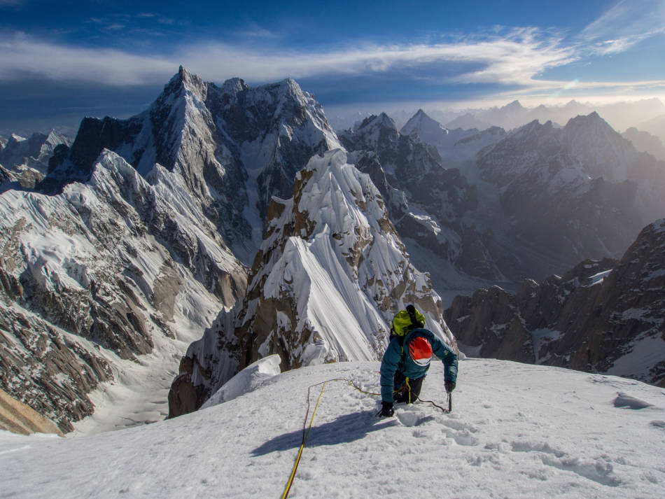 Hunched over my axes but finally off the NW face