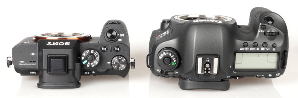 A Sony A7 next to a Canon 5D, ephotozine.com